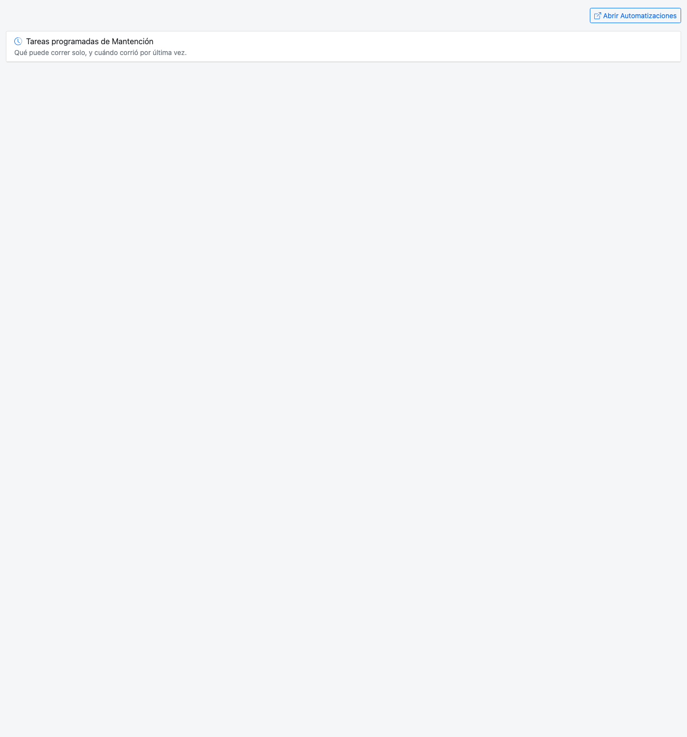 Sección Tareas programadas